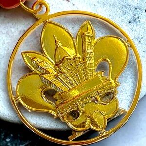 Vintage SOLID 14k Gold Double Sided Custom Fleur de Lis Charm Pendant 20.7 grams